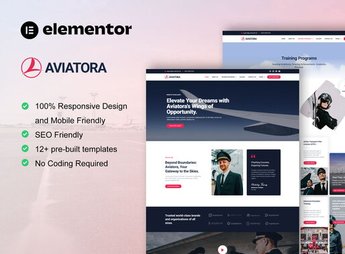 Aviatora – Aviation & Flight School Elementor Pro Template Kit