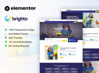 Brighto – Cleaning Service Company Elementor Pro Template Kit