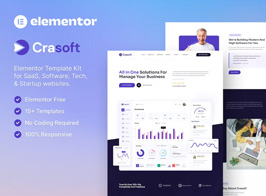 Crasoft – SaaS & Tech Startup Company Elementor Template Kit