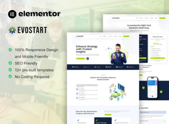 Evostart – Tech Startup Company Elementor Pro Template Kit
