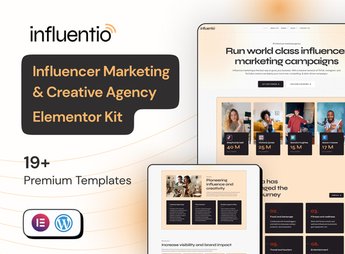Influentio Influencer Influentio – Marketing & Creative Agency Elementor Pro Template Kit
