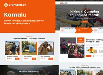 Kamalu – Rental Hiking & Camping Equipment Elementor Pro Template Kit