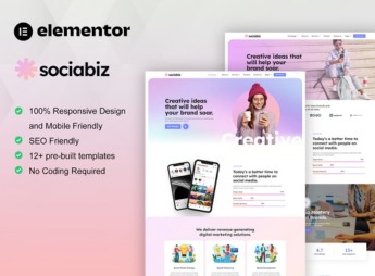SociaBiz – Digital Marketing Agency Elementor Pro Template Kit