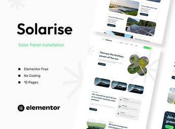 Solarise – Solar Panel Installation Elementor Template Kit