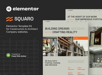 Squaro – Modern Construction & Architect Elementor Template Kit