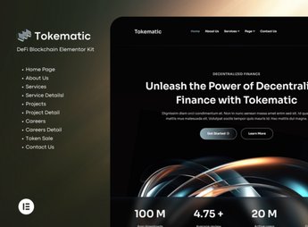 Tokematic – Crypto Defi Launch Elementor Template Kit