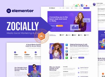Zocially – Social Media Marketing & Analythic Elementor Template Kit