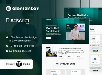 Adscript – Digital Copywriting & Advertising Elementor Template Kit