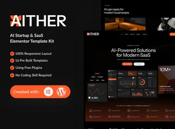 Aither – AI Startup & SaaS Elementor Template Kit