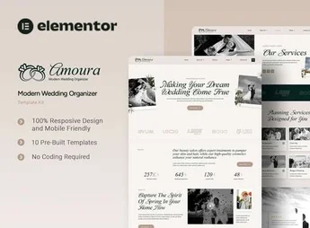 Amoura – Modern Wedding Organizer Elementor Template Kit
