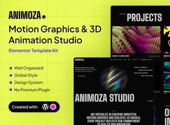 Animoza – Motion Graphics & 3D Animation Studio Elementor Template Kit