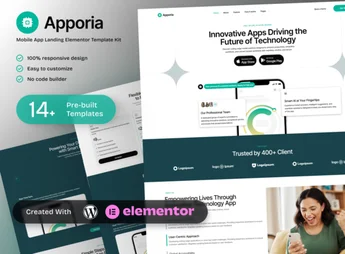 Apporia – Mobile App Landing Elementor Template Kit