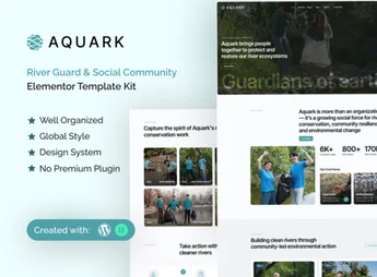 Aquark – River Guard & Social Community Elementor Template Kit