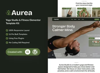 Aurea – Yoga Studio & Fitness Designer Elementor Template Kit