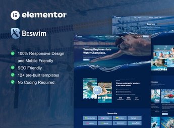 Beswim – Swimming Courses & Training Elementor Pro  Template Kit