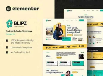 Blipz – Podcast & Radio Streaming Elementor Template Kit