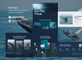 BlueHope – Whale & Marine Conservation Elementor Template Kit