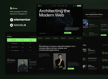 Brave – Web Developer Portfolio Elementor Template Kit