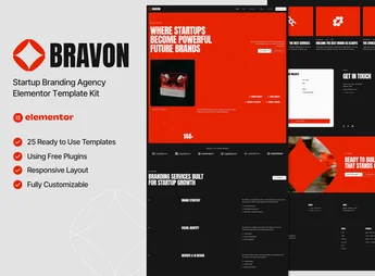 Bravon – Startup Branding Agency Elementor Template Kit