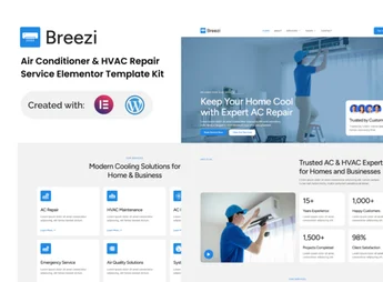 Breezi – Air Conditioner & HVAC Repair Service Elementor Template Kit
