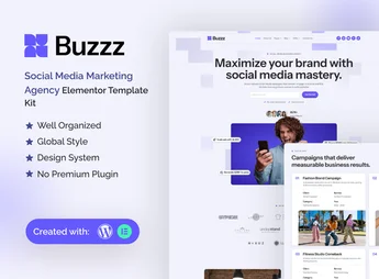 Buzzz – Social Media Marketing Agency Elementor Template Kit