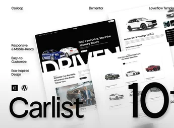Carlist – Modern Minimalist Car Rental Elementor Template Kit