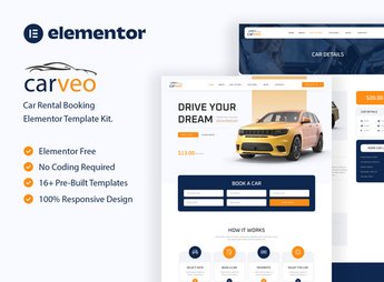Carveo – Car Rental Elementor Template Kit