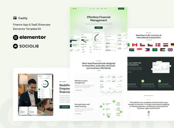 Cashly – Finance App & SaaS Showcase Elementor Template Kit