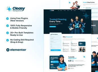 Cleasy – Cleaning Services Elementor Template Kit