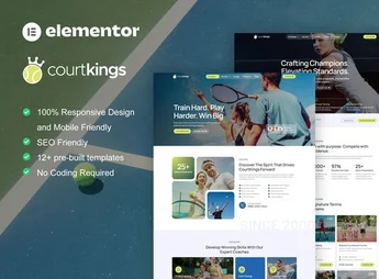 CourtKings – Tennis School & Sport Club Elementor Pro Template Kit