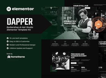 Dapper – Barbershop & Hair Studio Elementor Template Kit