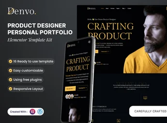 Denvo – Product Designer Personal Portfolio Elementor Template Kit