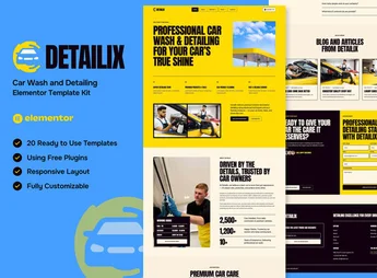 Detailix – Car Wash and Detailing Service Elementor Template Kit