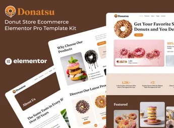 Donatsu – Donut Store Ecommerce Elementor Pro Template Kit