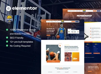 DunkSquad – Basketball Team & Sport Club Elementor Pro Template Kit