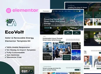 EcoVolt – Solar & Renewable Energy Elementor Template Kit
