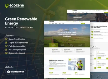 Ecozene – Green Renewable Energy Elementor Template Kit