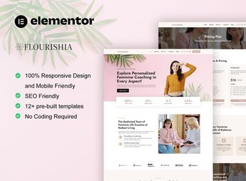Flourishia – Feminine Business Coaching Elementor Pro Template Kit