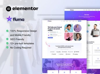 Fluma – Influencer Marketing Agency Elementor Pro Template Kit