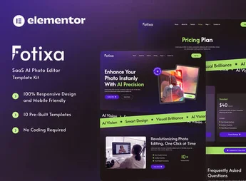 Fotixa – SaaS AI Photo App Website Elementor Template Kit