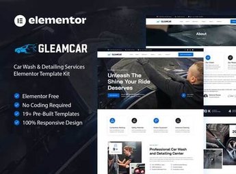 Gleamcar – Car Wash & Detailing Service Elementor Template Kit