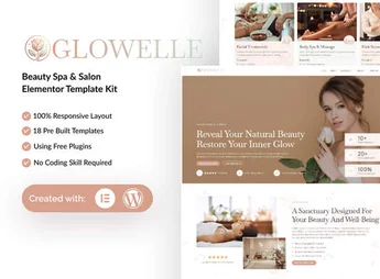 Glowelle – Beauty Salon & Spa Elementor Template Kit