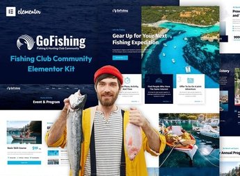 Go Fishing – Fishing Club Community Elementor Template Kit