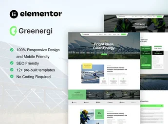 Greenergi – Solar & Green Renewable Energy Elementor Pro Template Kit