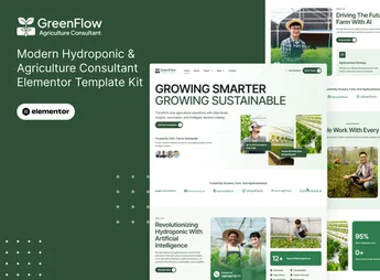 GreenFlow – Modern Hydroponic & Agriculture Consultant Elementor Pro Template Kit
