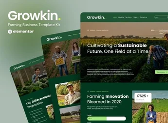 Growkin – Farming Business Website Elementor Template Kits