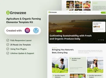 Growzee – Agriculture & Organic Farming Elementor Template Kit
