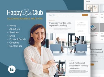 Happy Life Club – Business Tutor Elementor Template Kit