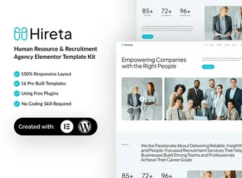 Hireta – Human Resource & Recruitment Agency Elementor Template Kit