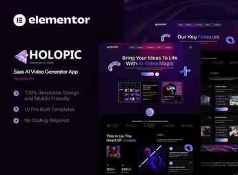 Holopic – Saas AI Generator App Elementor Template Kit